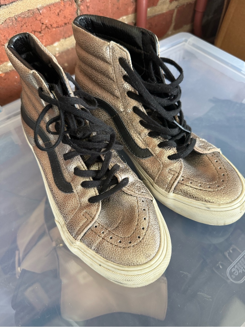 Vans High-Top Sneakers in Metallic Bronze with Black Accents